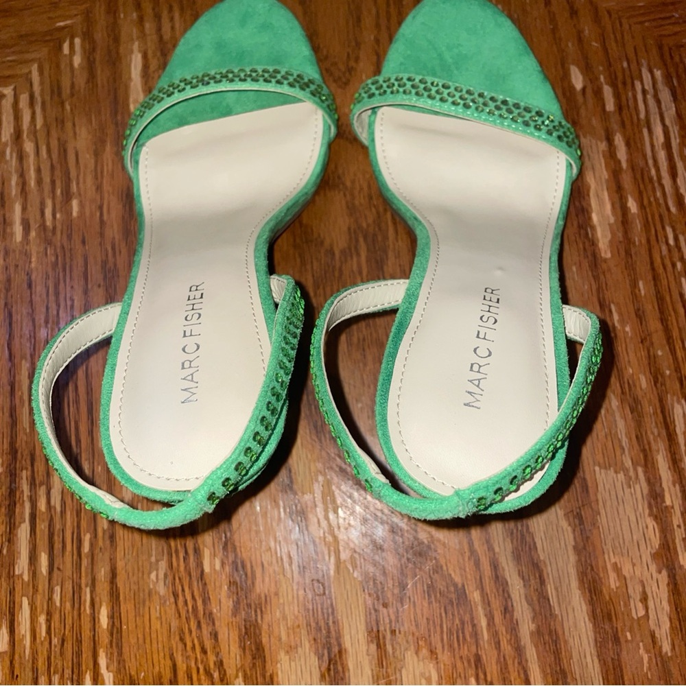 Marc Fisher Womens BETILA  MED GREEN Slip On Slingback Stiletto Heels Sz 8